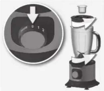 AEG EASYCOMPACT FP5200 - Démarrez le mixeur en tournant le sélecteur de vitesse sur la vitesse souhaitée. Démarrez à faible vitesse, puis augmentez progressivement celle-ci si nécessaire. Pour utiliser la fonction PULSE, tournez le sélecteur de vitesse sur la position « PULSE ». - 1