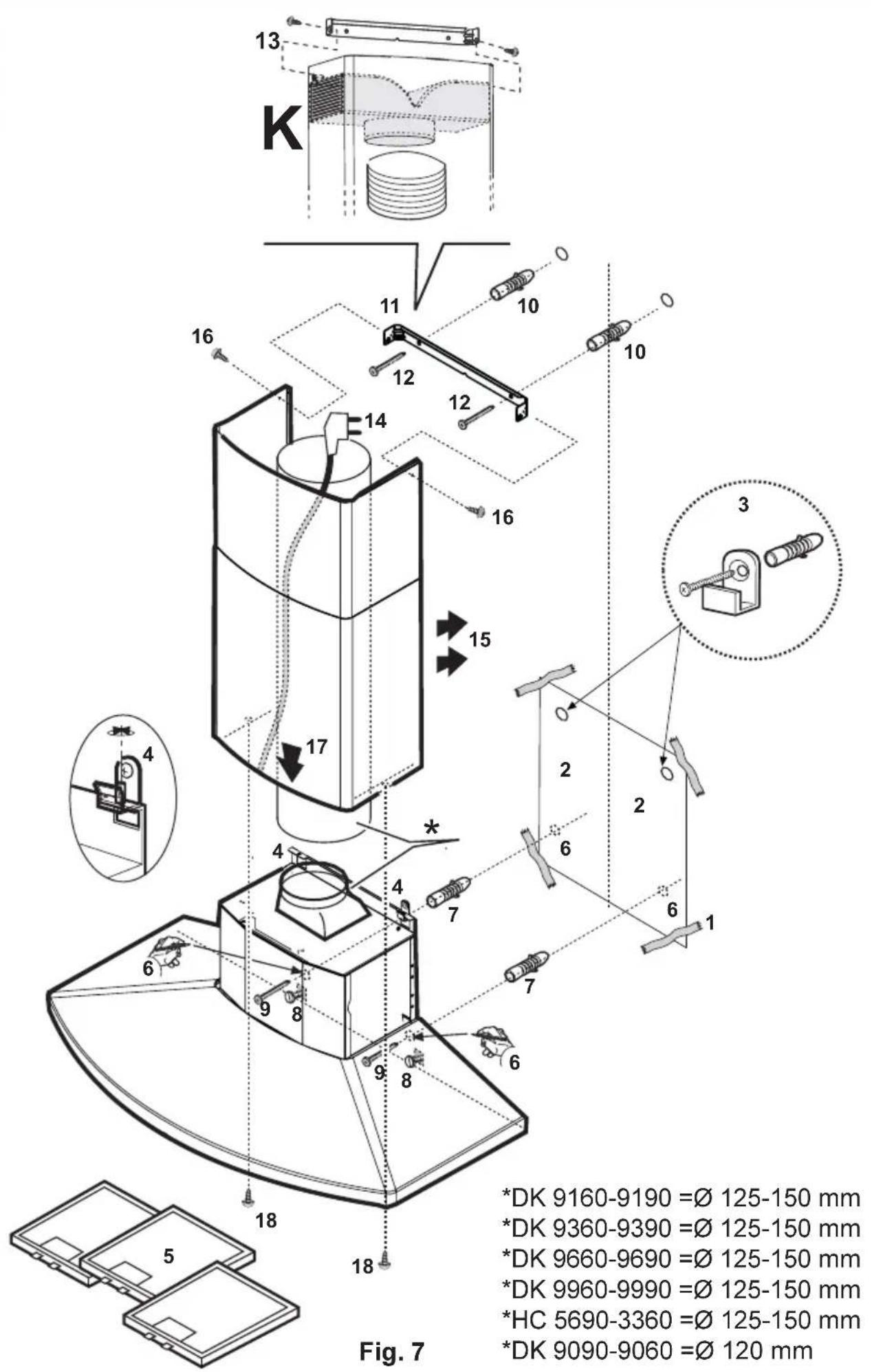 ELECTROLUX DK9690 - Montage - Fig. 7 - 1