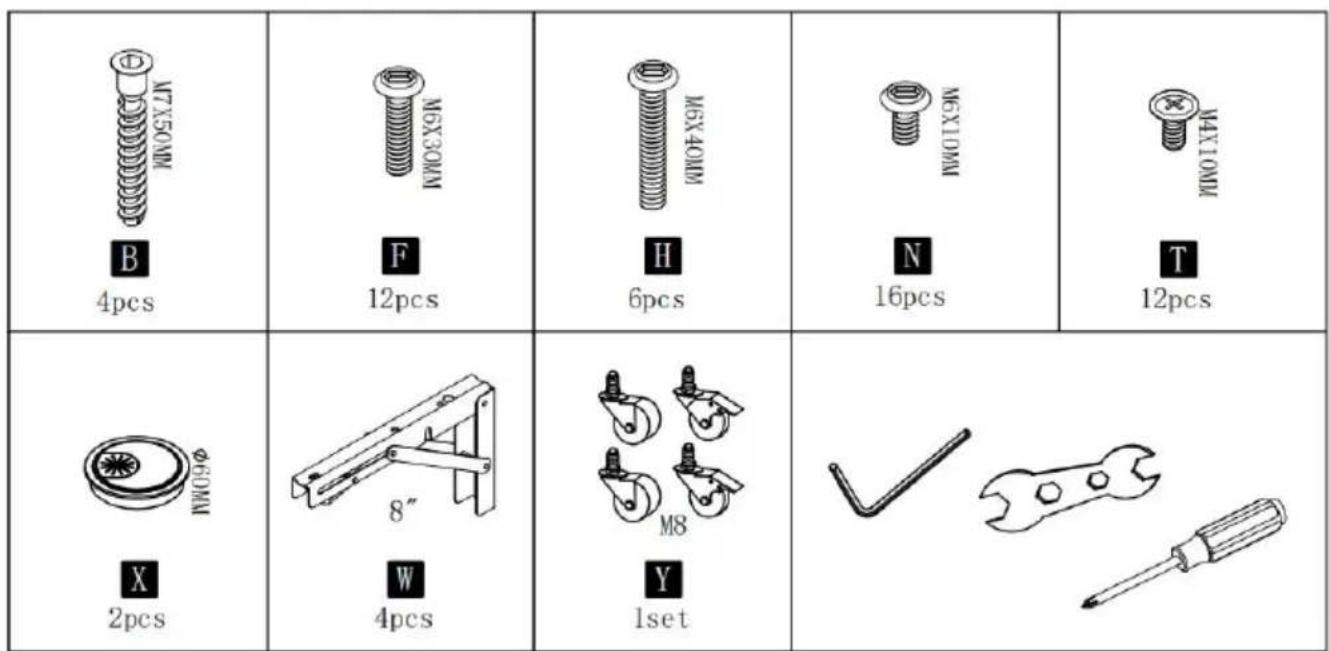 Vevor C20240613W - PARTS &amp; HARDWARE LIST - 1