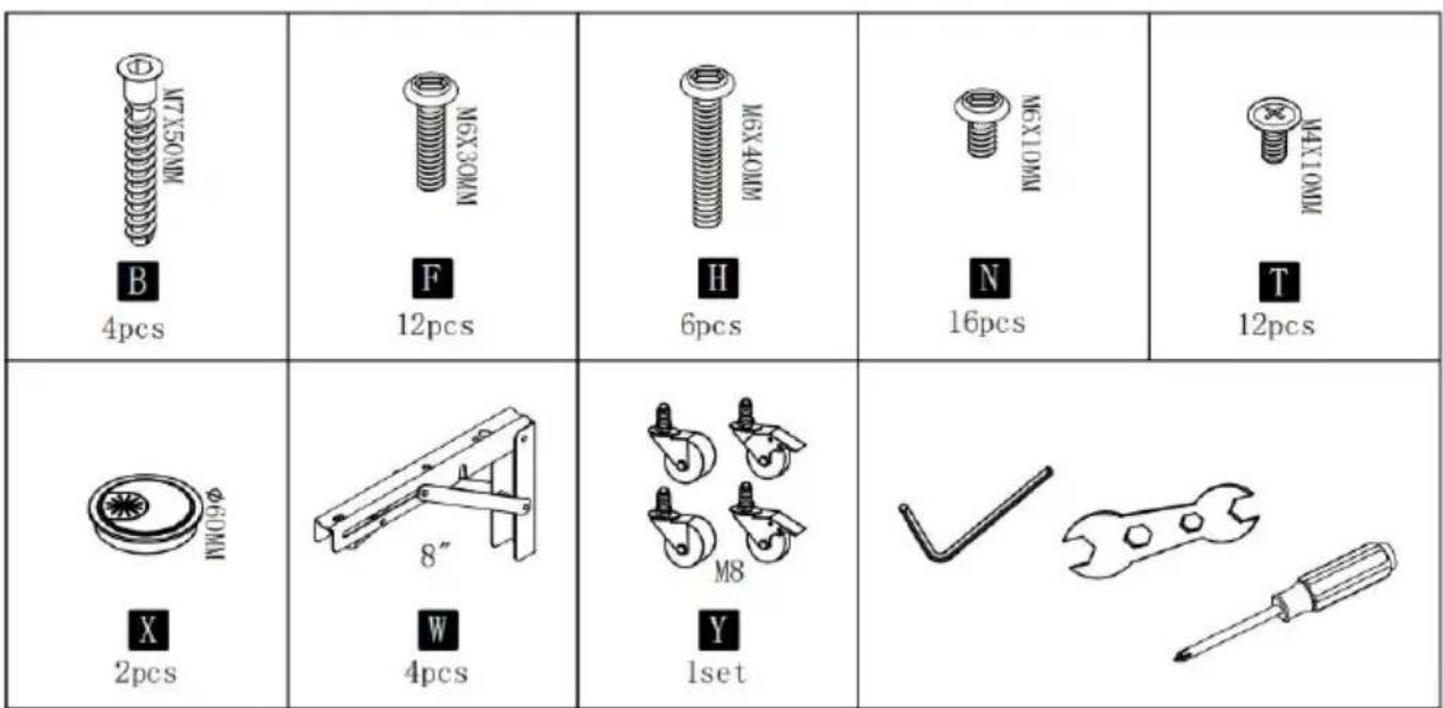 Vevor C20240613W - PARTS &amp; HARDWARE LIST - 1
