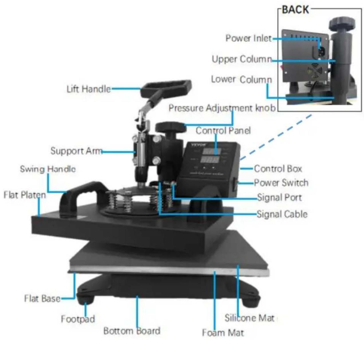 Vevor TLM12001 - PRODUCT DIAGRAM - 1
