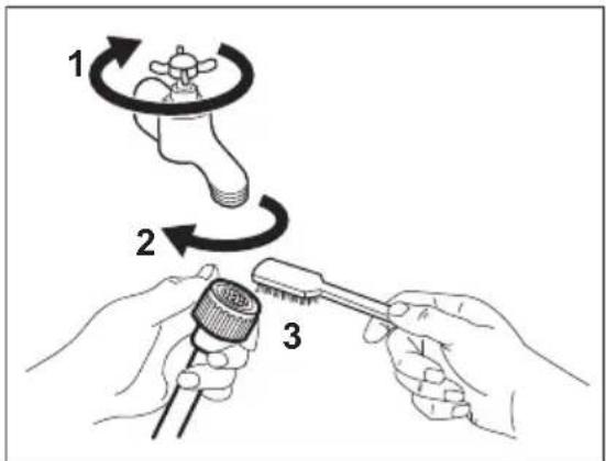 AEG L6FE8444GM - Cleaning the inlet hose and the valve filter - 2