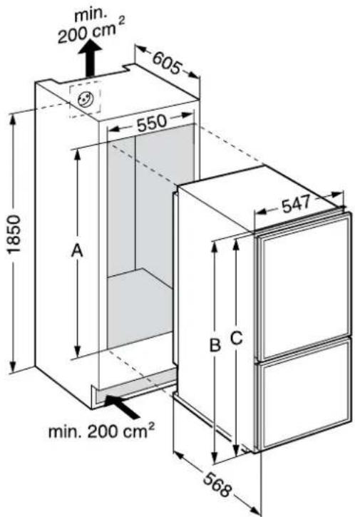 AEG EK26010LIWE - Dimensions d'encastrement (mm) - 1