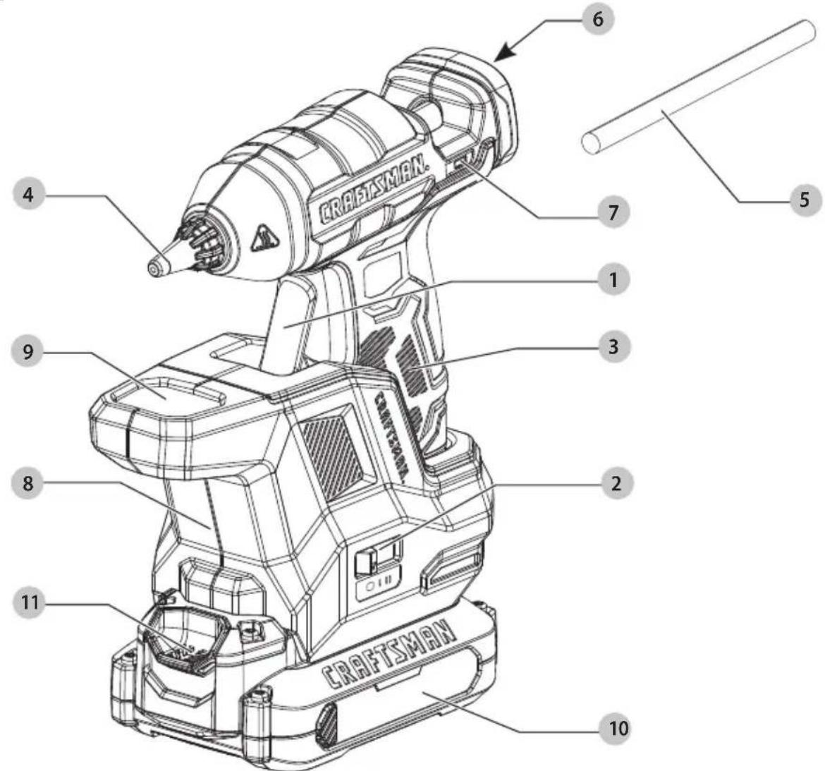 Craftsman CMGL100 - Mini pistola de adhesivo 20V Max\* - 1