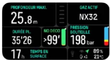 SUUNTO Nautic - Exemple : mode Gaz unique - 1