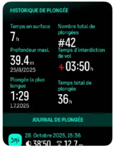 SUUNTO Nautic - Historique de plongée - 1