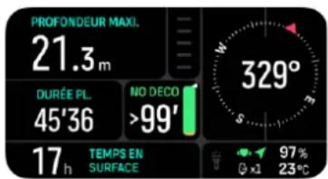 SUUNTO Nautic - Écran de surface et options de plongée - 1
