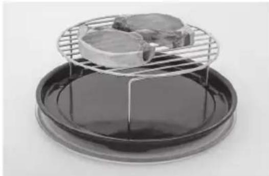 PANASONIC NN-CD58RS - Al utilizar la función grill, el plato de vidrio debe estar colocado, con la bandeja esmaltada y la rejilla de cocción encima. - 1