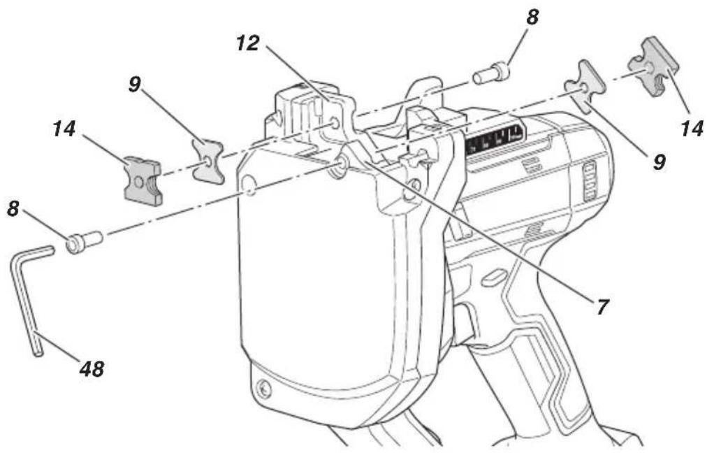Technical diagram of a mechanical assembly with numbered components for identification
