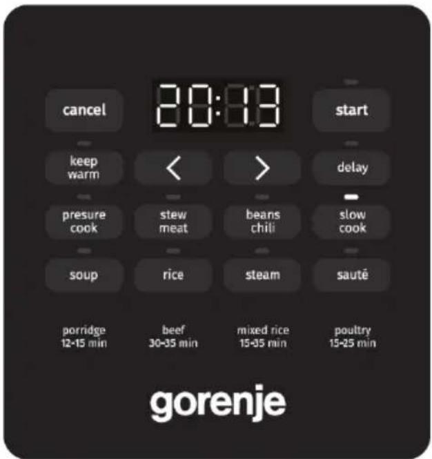 GORENJE GMC6SBK - Oversigt over betjeningspanelet - 1