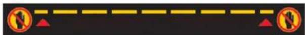 Traffic sign indicating no traffic, with red triangular warning symbols and yellow dashed lines