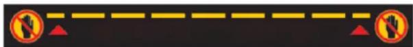 Traffic sign indicating no traffic, with red triangular warning symbols and yellow dashed lines