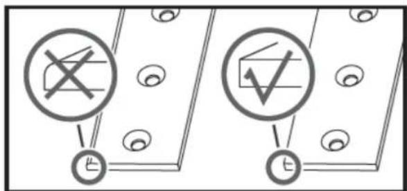Diagram showing two electrical circuit symbols with cross and check symbols, connected to ground connections