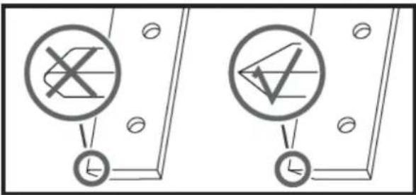Diagram showing two electrical switch symbols with cross and check symbols, each connected to a clock face.