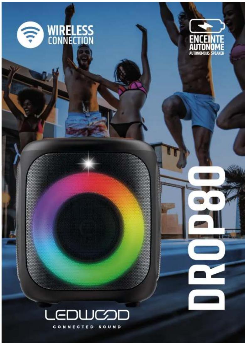 WIRELESS CONNECTION ENCEINTE AUTONOME AUTONOMOUS SPEAKER LEDWOOD CONNECTED SOUND DROP80