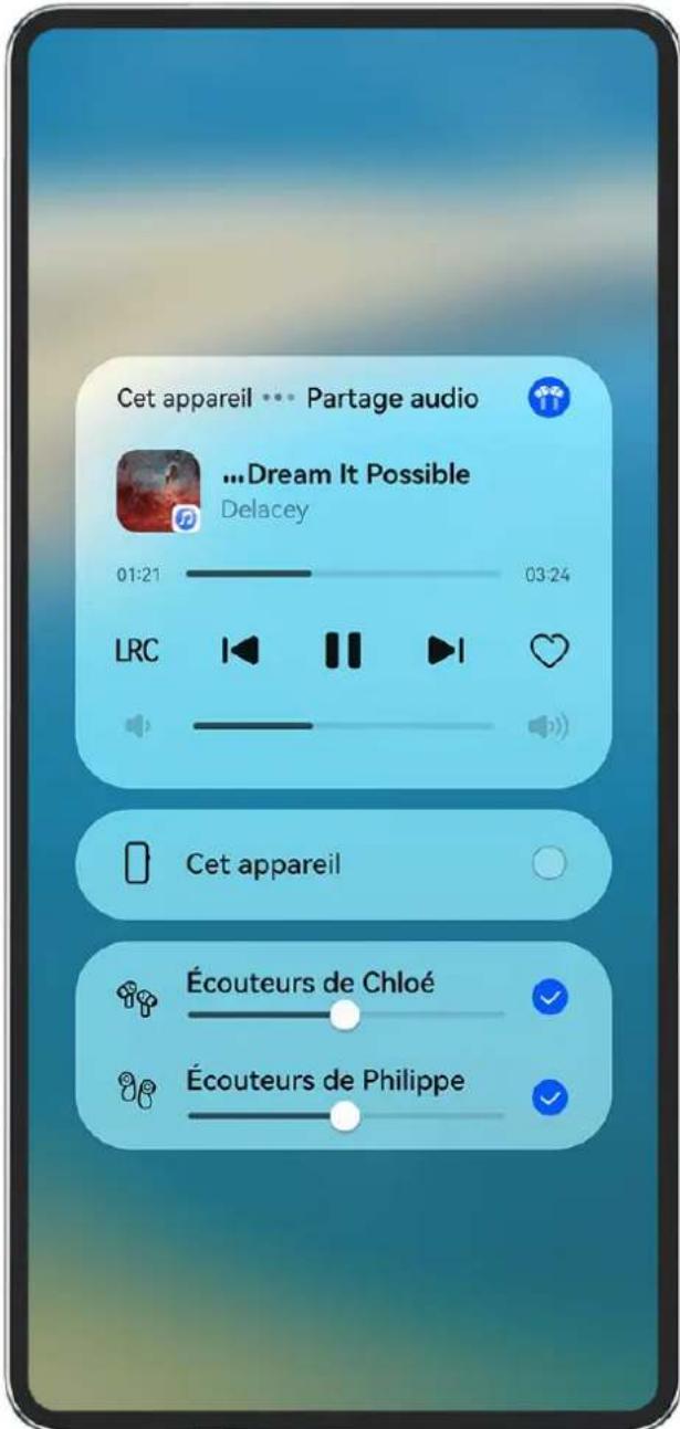 HUAWEI Mate X7 - Partagez des audios avec vos amis à l'aide de deux paires d'écouteurs bluetooth - 1