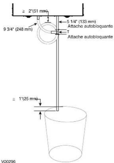 ≥ 2"(51 mm) 9 3/4" (248 mm) 5 1/4" (133 mm) Attache autobloquante T Attache autobloquante = 1"(25 mm) V00296