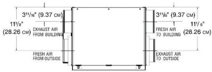 BROAN V150H75NS - 5" PORTS DIMENSIONS (SIDE PORTS) - 1
