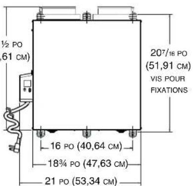 ½ PO 61 CM) 207/16 PO (51,91 CM) VIS POUR FIXATIONS 16 PO (40,64 CM) 18¾ PO (47,63 CM) 21 PO (53,34 CM)