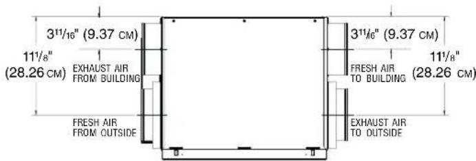 BROAN V150E75NT - 5" PORTS DIMENSIONS (SIDE PORTS) - 1