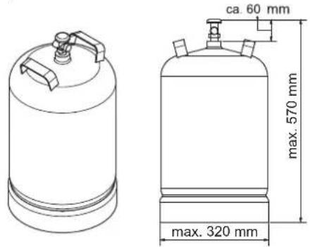 Roesle EPICFLAME Core 3 - Dimensions de la bouteille de gaz - 1