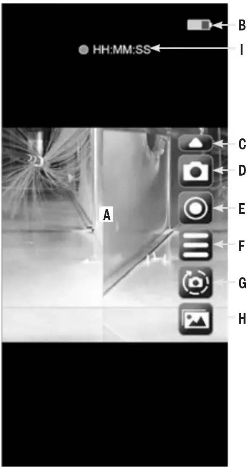 Klein Tools ET21 - Détails sur les boutons et icônes du MENU d'affichage en temps réel et de capture PHOTO ou vidéo - 1