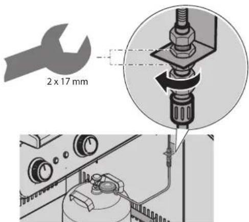 Roesle EPICFLAME PRO 4 - Schlauchanschlussstück befestigen - 1