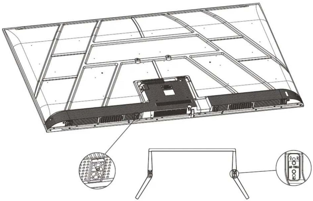 CONTINENTAL EDISON CELED75SVQLD26B6 - Installation des pieds - 1