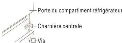 Porte du compartiment réfrigérateur Charnière centrale Vis