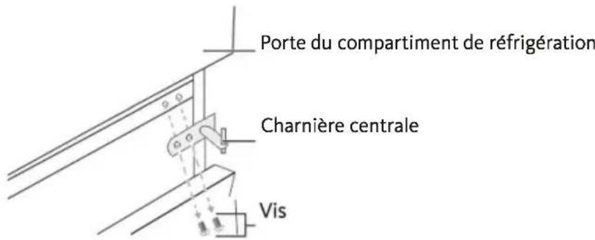Porte du compartiment de réfrigération Charnière centrale Vis
