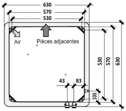 630 570 530 Air Pièces adjacentes 43 83 103 530 570 630