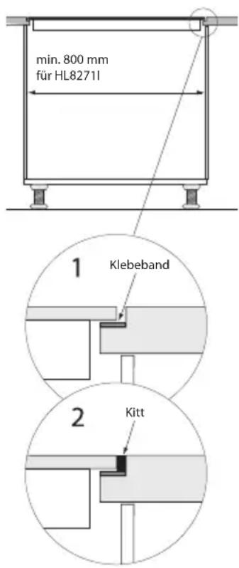 Atag HL9271S - Exigences supplémentaires pour l'intégration (installation encastrée) de la plaque de cuisson (HL8271I) - 1