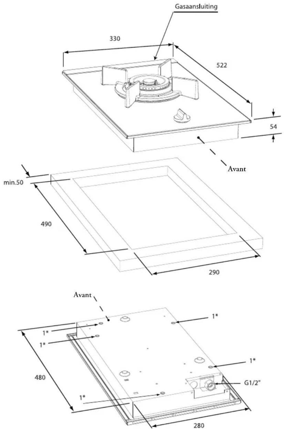 Atag WO3111MBF - Dimension d'encastrement HG3111M - 2