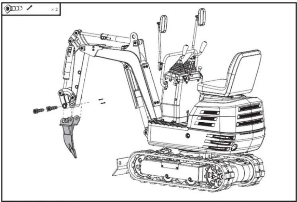 Anova EX650T - Instalação da balde da escavadora – Dente do ripper - 1