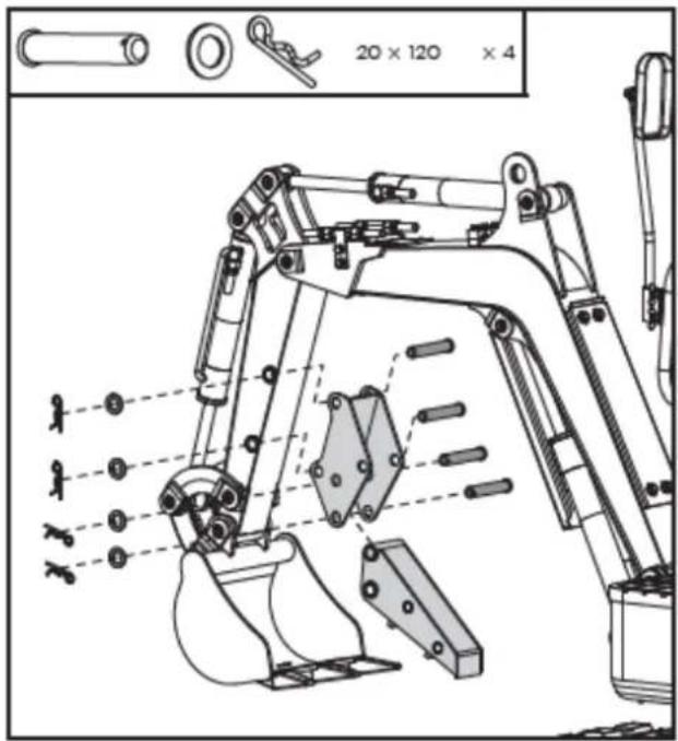 Anova EX650T - Instalación del pulgar adicional de la excavadora - 1