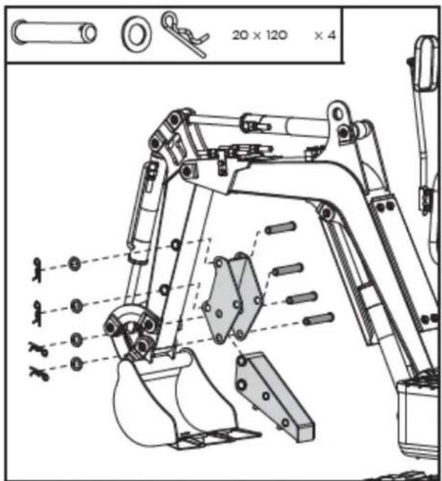 Anova EX650T - Het installeren van de extra duim van de graafmachine - 1