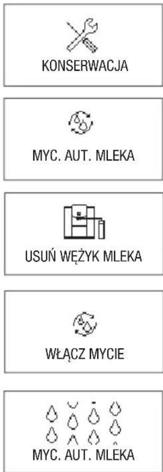 KONSERWACJA MYC. AUT. MLEKA USUŃ WEŻYK MLEKA WŁĄCZ MYCIE MYC. AUT. MLEKA