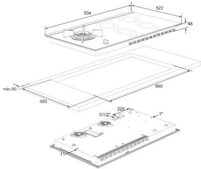 Atag IG9071MT - Building in dimensions - 1