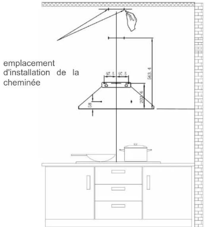 emplacement d'installation de la cheminée