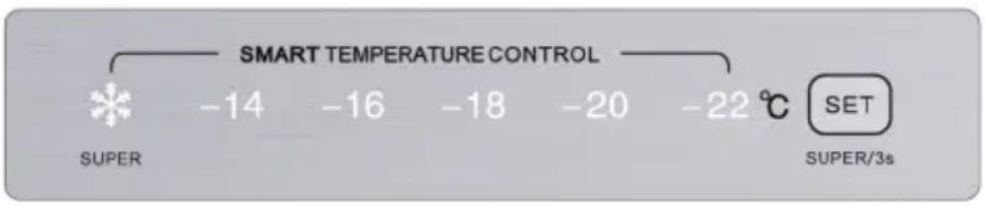 SMART TEMPERATURE CONTROL -14 -16 -18 -20 -22 °C SET SUPER SUPER/3s