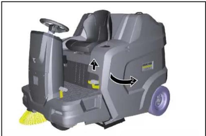 Kärcher KM 100/120 R G 2SB - Mootorikatte avamine / sulgemine - 1
