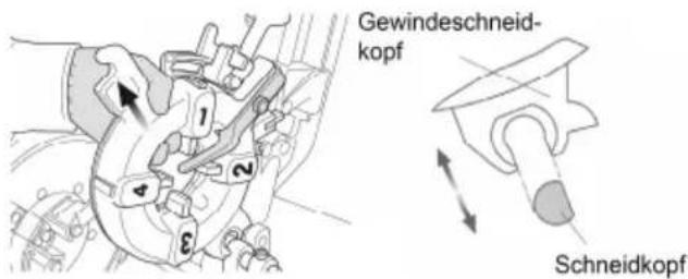 ROTHENBERGER SUPERTRONIC 2SE - Aus- und Einbau des Gewindeschneidkopfes aus dem bzw. in den Bettschlitten - 1