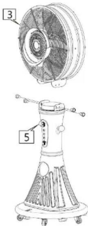 Be Cool BCIMISTFAN - Conectar el cabezal del ventilador con la columna de soporte - 1