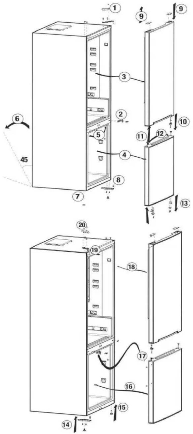 INDESIT INKS 1341 S4E - Inversión de las puertas - 1