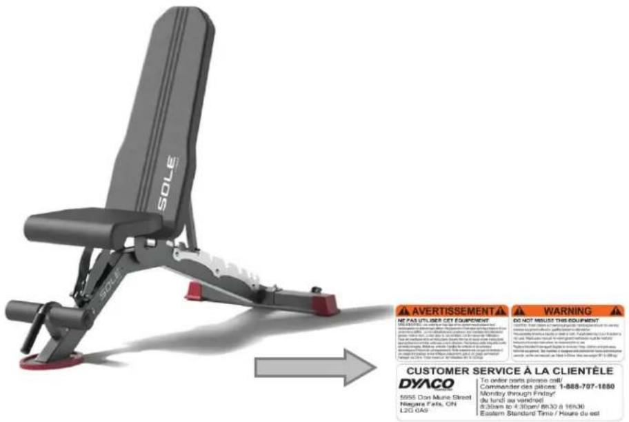 Sole Fitness SFI115 - Replacement des étiquettes d'avertissement - 1