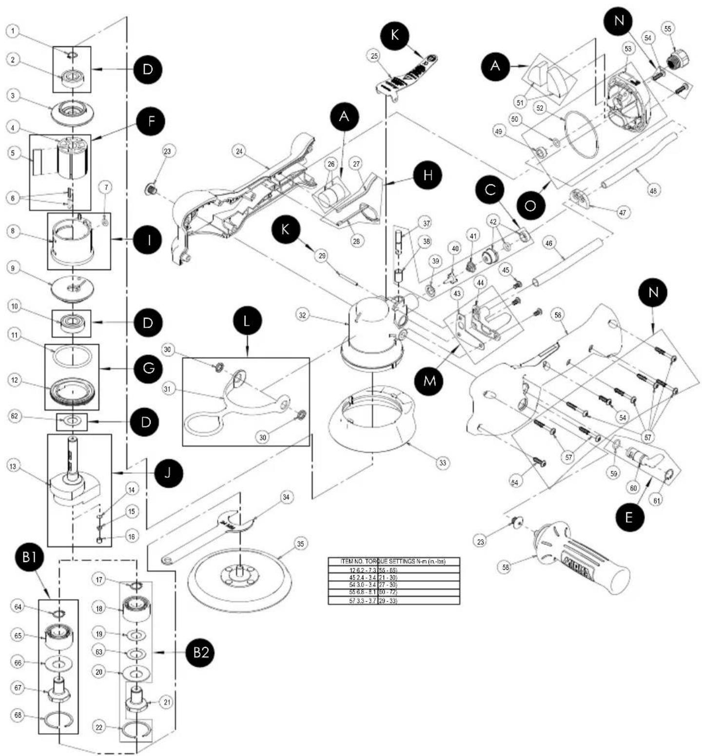 Mirka ROP2 312NV - Exploded view of ROP2, 77 mm & 125 mm - 1
