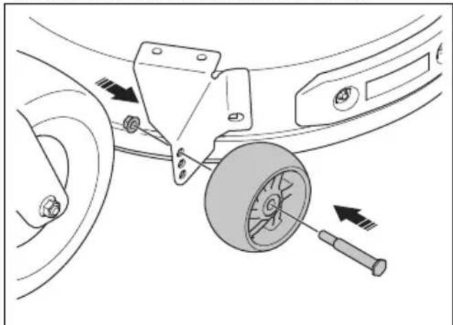 HUSQVARNA Z 342iF - So montieren Sie die das linke Stützrad am Mähdeck - 1