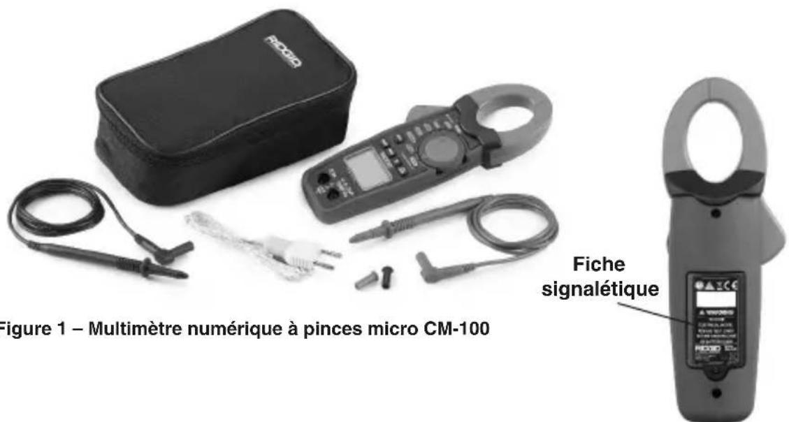 Figure 1 – Multimètre numérique à pinces micro CM-100 Fiche signalétique