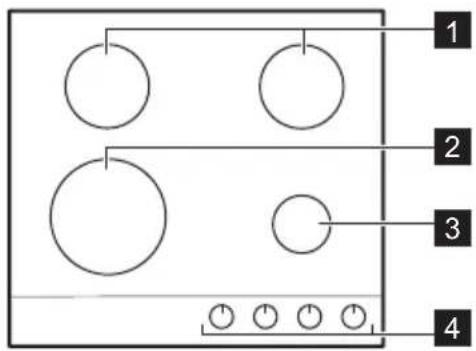 ARTHUR MARTIN AGS6435X - Cooking surface layout - 1