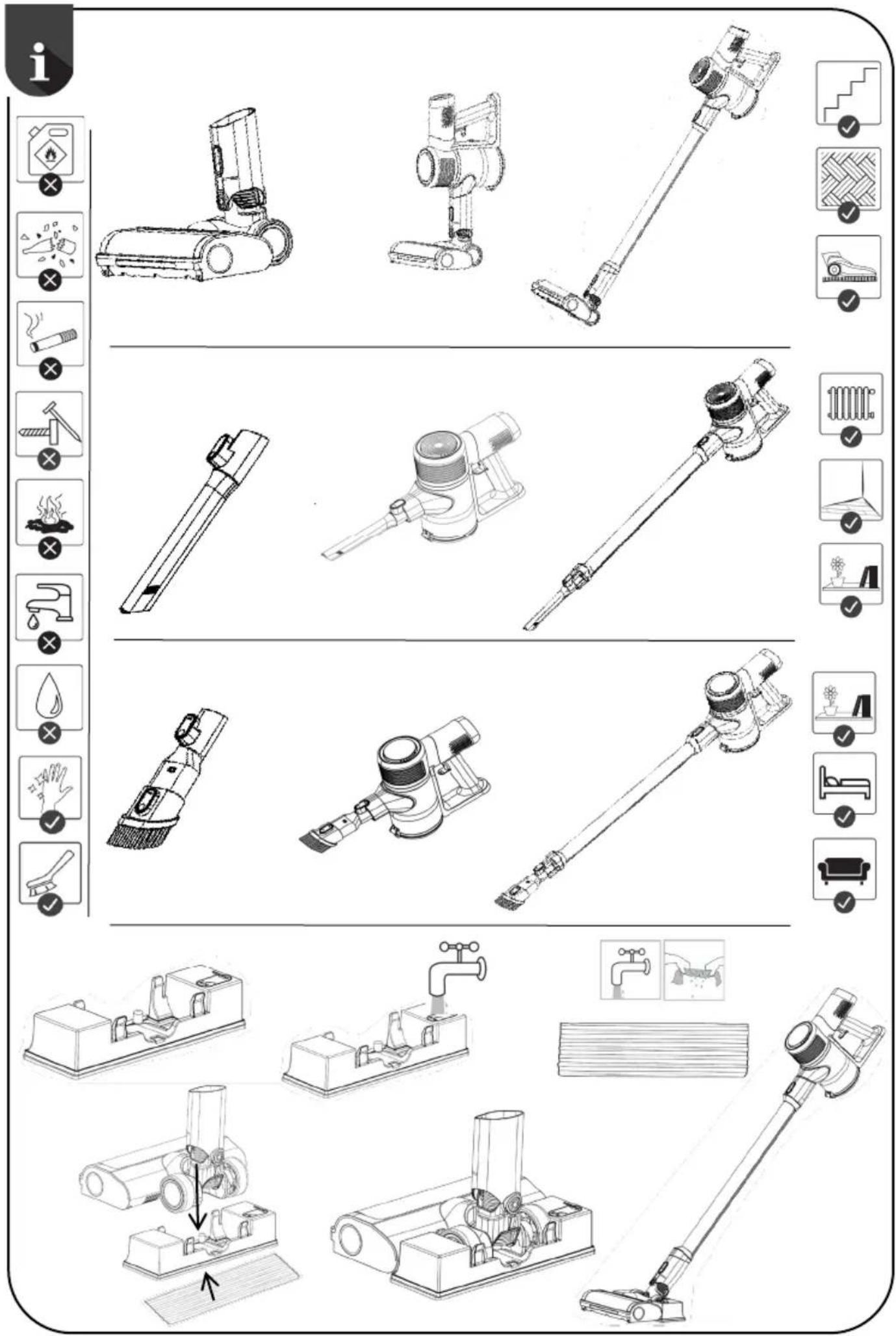 Product catalog page showing various vacuum cleaner designs with icons and labels in Chinese
